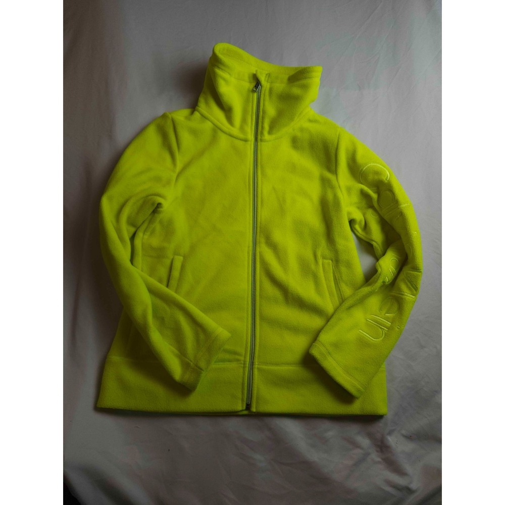 Calvin Klein Performance Jacket Womens S Neon Yellow Fleece Sporty Gorpcore